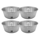 Kit 4 Forma Suíça Assadeira Pudim 20cm 17x8 Alumínio Redonda C/ Furo