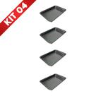 Kit 4 Formas Assadeiras Retangular Antiaderente Média Bolo Cozinha Assados Pães