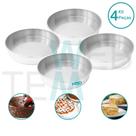 Kit 4 Formas de Bolo Redonda Baixa 6x20cm Alumínio Sustentável para Bolo Torta Quiche Cozimento Uniforme Fácil Limpeza Uso Caseiro ou Profissional