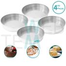 Kit 4 Formas de Bolo Redonda Baixa 6x30cm Alumínio Sustentável para Bolo Torta Quiche Cozimento Uniforme Fácil Limpeza Uso Caseiro ou Profissional