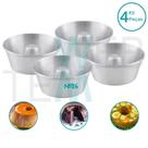 Kit 4 Formas de Pudim 8x24cm Alumínio Sustentável para Bolo com Furo Cuscuz Sobremesa Cozimento Uniforme Fácil Limpeza para Uso Caseiro e Profissional