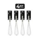Kit 4 fouet profissional em inox - 40 cm com 8 fios