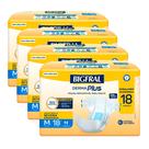 Kit 4 Fralda Bigfral Derma Plus Econômica M 18 Unidades