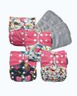 Kit 4 Fraldas Ecológicas Premium Pássaros 4 Absorventes em Melton 4 camadas Menina