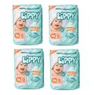 Kit 4 fraldas infantis pacote com 12 tiras lippy baby - xxg