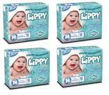 Kit 4 fraldas infantis pacote com 18 tiras lippy baby - m