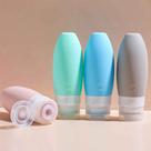 Kit 4 Frasco De Cosmetico 90ml Silicone Para Viagem Portatil Shampoo Creme Loção Sabonete