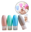 Kit 4 Frascos Silicone Viagem Necessaire 90ml Shampoo Hidratante Condicionador