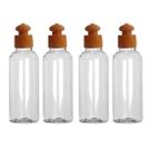 Kit 4 Frascos Tampa Push 200ml Viagem Shampoo Creme Sabonete