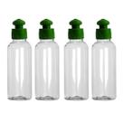 Kit 4 Frascos Tampa Push 200ml Viagem Shampoo Creme Sabonete