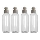 Kit 4 Frascos Tampa Push 240ml Viagem Shampoo Creme Sabonete
