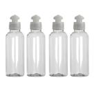Kit 4 Frascos Tampa Push 240ml Viagem Shampoo Creme Sabonete