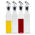 Kit 4 Galheteiro de Vidro Garrafa Porta Azeite 250ml Mesa com Bico Dosador Vinagre Lemis