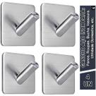 Kit 4 Ganchos Adesivo Parede Inox Pendurar Toalhas Roupas