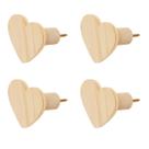 Kit 4 Ganchos Cabideiro de Madeira Pinus Pendurador Parede Formato Coração Decorativo Kit 4 Ganchos Cabideiro de Madeira Pinus Pendurador Parede Formato Coração Decorativo