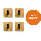 Kit 4 Ganchos de Parede Auto Adesivo Ferro e Bambu