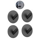 Kit 4 Ganchos Metal Preto Adesivo De Parede Suporta 1.5 kg