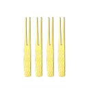 Kit 4 Garfos Petisco Frutas Frios Dourado Martelado Aço inox