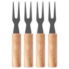 Kit 4 Garfos Petisco Inox e Madeira 10cm Clink para Queijos, Frutas, Salames e Aperitivos