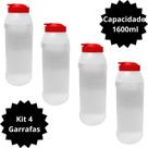 Kit 4 Garrafa de Agua Para Geladeira 1,6 Litros Gelada 1600ml Cozinha Água 1,6l Transparente Máxima Plast Kit 4 Garrafa de Agua Para Geladeira 1,6 Litros Gelada 1600ml Cozinha Água 1,6l Transparente Máxima Plast