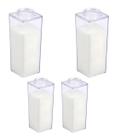 Kit 4 Garrafas Caixa De Leite Acrílico Transparente Para Água Suco Geladeira Estilo Retrô Aesthetic 500ml Livre BPA Tampa Rosca Cozinha Casa -