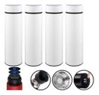 Kit 4 Garrafas Térmicas Aço Inox Termômetro Led Digital