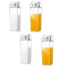 KIT 4 Garrafas Transparentes de Água em Formato Caixa Leite 1000ml