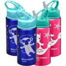 Kit 4 Garrafinha Refresh Alumínio 500ml Canudo Multikids
