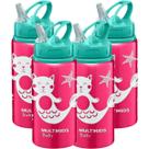 Kit 4 Garrafinha Rosa Refresh Alumínio 500ml Canudo Multikid