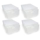 Kit 4 Gaveteiros Empilhável Modular Rattan Transparente