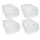 Kit 4 Gaveteiros Modular Empilhável Rattan Transparente