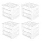 Kit 4 Gaveteiros Plásticos 3 Gavetas Ordene 16,5x13x13,5cm Porta Objetos Acessórios