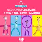 Kit 4 girafas estica e gruda melman pop it tubo tiktok com luz brinquedo para crianças