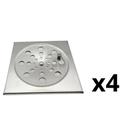 Kit 4 Grelha Quadrada 10cm Overtime Com Fecho Cromada Ralo Banheiro Cozinha Área Serviço