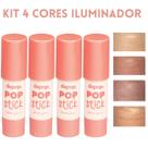 Kit 4 Iluminadores Cremosos Glow Natural Stick Com Manteiga De Karité E Alta Pigmentação