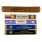 Kit 4 Incensos Nag Champa Flute Taj Tulasi + Incensário