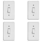 Kit 4 Interruptores Paralelos 4x2 Placa Pratika 6A 250V Elétrica Obra Luz Residencial Instalação