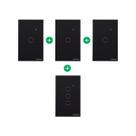 Kit 4 Interruptores Touch Inteligentes de 1 e 3 Teclas Preto
