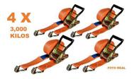 Kit 4 Jogos Catraca Cinta De Amarração Carga 3000kg 9 Metros