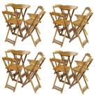 Kit 4 Jogos de Mesa Bistrô de Madeira com 4 Cadeiras Dobravel Ideal para Bar e Restaurante Mel