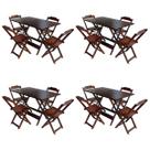 Kit 4 Jogos de Mesa com 4 Cadeiras de Madeira Dobravel 120x70 Ideal para Bar e Restaurante - Imbuia Kit 4 Jogos de Mesa com 4 Cadeiras de Madeira Dobravel 120x70 Ideal para Bar e Restaurante - Imbuia