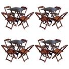Kit 4 Jogos de Mesa com 4 Cadeiras de Madeira Dobravel 60x60 Ideal para Bar e Restaurante - Imbuia