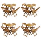 Kit 4 Jogos de Mesa com 4 Cadeiras de Madeira Dobravel 60x60 Ideal para Bar e Restaurante - Mel
