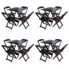 Kit 4 Jogos de Mesa com 4 Cadeiras de Madeira Dobravel 70x70 Ideal para Bar e Restaurante - Tabaco