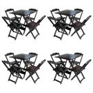 Kit 4 Jogos de Mesa com 4 Cadeiras de Madeira Dobravel 70x70 Ideal para Bar e Restaurante - Tabaco