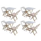 Kit 4 Jogos de Mesa Dobravel com 2 Cadeiras de Madeira 70x70 Ideal para Bar e Restaurante - sem Pint