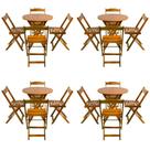 Kit 4 Jogos de Mesa Dobravel com 4 Cadeiras Tampo Redondo 70x70 Mel