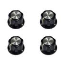 Kit 4 Knob Preto Estriado ABS Topo Aluminio Escovado