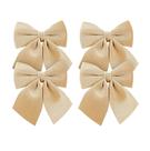 Kit 4 Laços Decorativos Veludo Dourado Palha Natal 12x13cm - Magizi