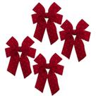 Kit 4 Laços Veludo Vermelho 12cm Enfeite Árvore De Natal